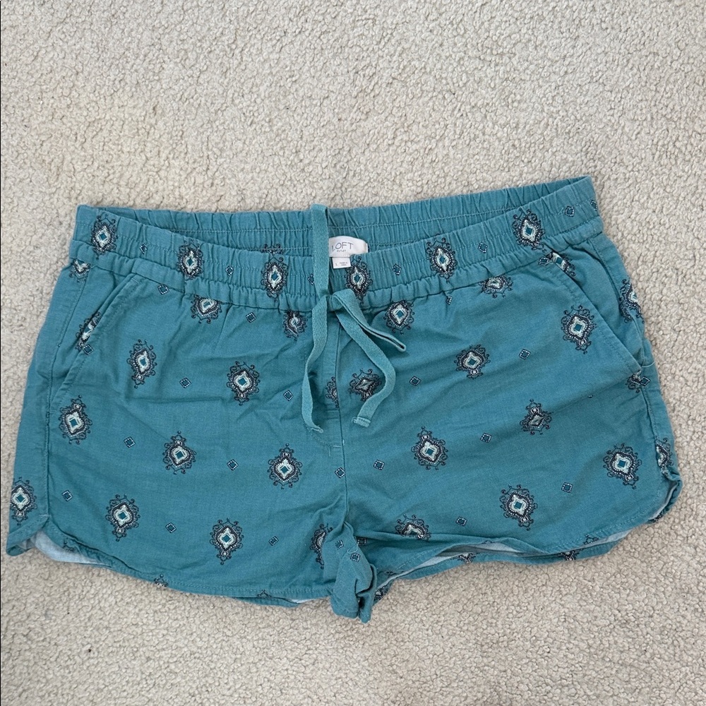 LOFT Outlet Teal Geometric Shorts